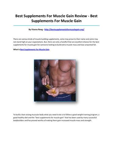 Best supplements for muscle gain by jaseuire - Issuu