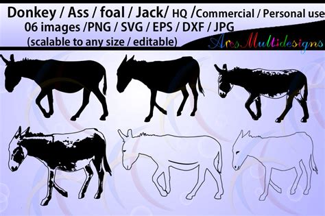 Donkey silhouette clipart / vector By ArcsMultidesignsShop | TheHungryJPEG