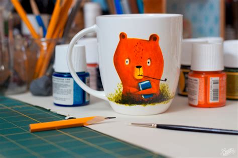 Hand-painted mug on Behance