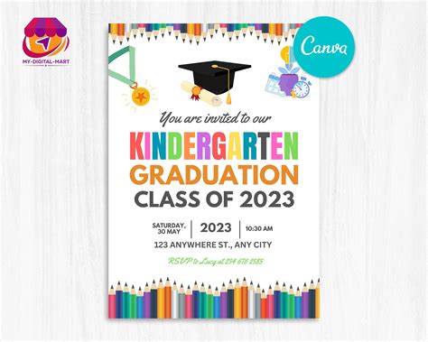 Kindergarten Graduation Invitation Editable Kindergarten - Etsy