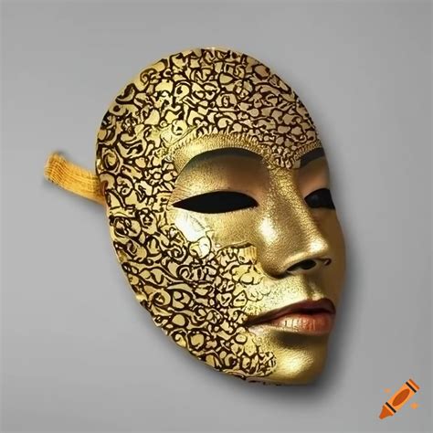 Golden face mask with sun design