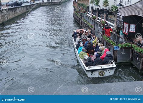 Canal Cruise Boat in Bruges, Belgium Editorial Photo - Image of belgium ...