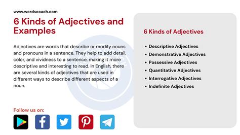 6 Kinds of Adjectives and Examples in English - Word Coach