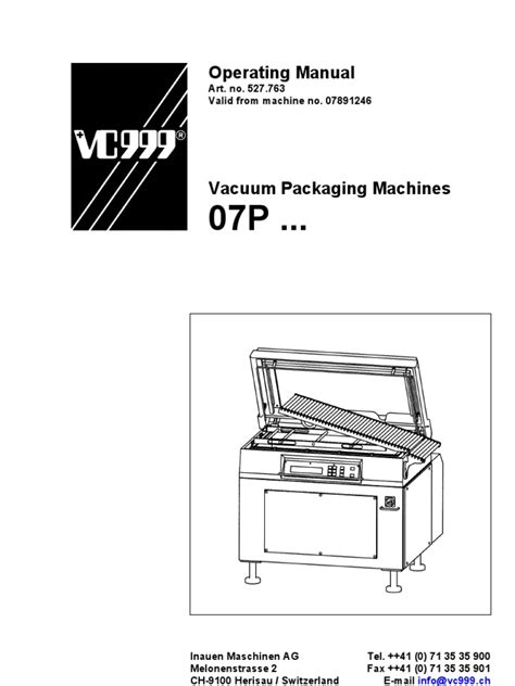 07P Operating Manual Vc999 | PDF | Vacuum | Safety