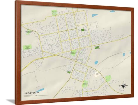 Political Map of Hazleton, PA Framed Print Wall Art - Walmart.com