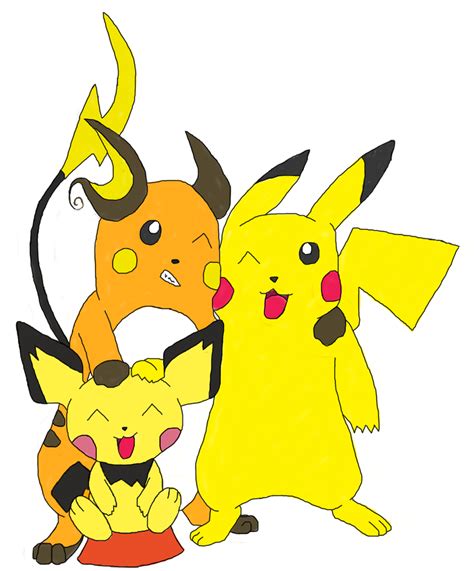 Pichu Pikachu and Raichu bros. by wolfwithin7 on DeviantArt