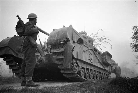 Churchill Crocodile tank and NZ soldier Senio River Italy April 1945 ...