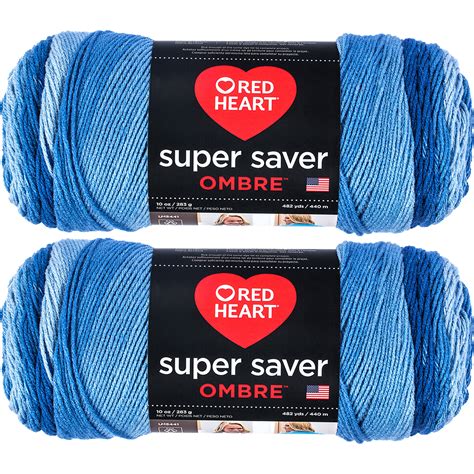 Red Heart Super Saver Ombre Yarn-True Blue, Multipack Of 2 - Walmart.com - Walmart.com