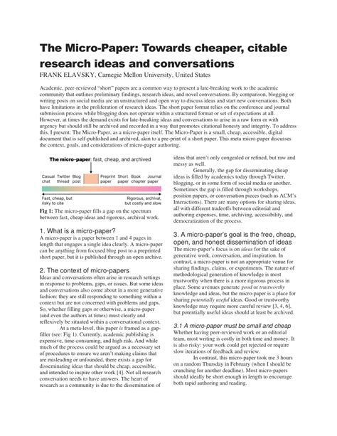 (PDF) The Micro-Paper: Towards cheaper, citable research ideas and conversations