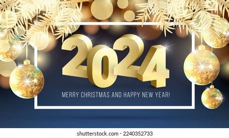 Merry Christmas Happy New Year 2024 Stock Vector (Royalty Free) 2240352733 | Shutterstock