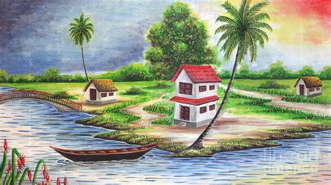 The Beautiful Village Painting by GLeaf Jaffna