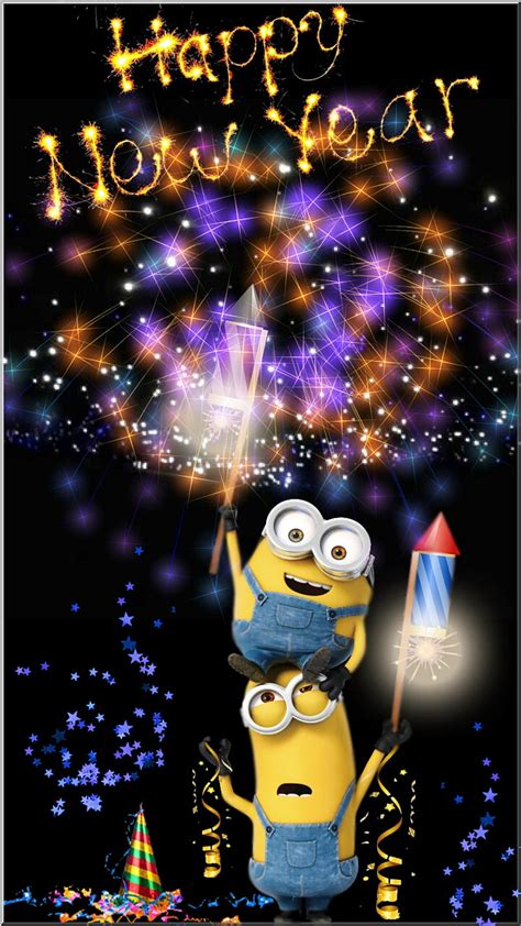 Happy New Year, lights, minion, minions, new year, party, rocket, sylvester, HD phone wallpaper ...