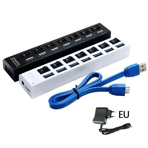 Micro USB Hub 3.0 with Power Adapter 5Gbps 4 /7Ports Mini USB 3.0 Hub ...