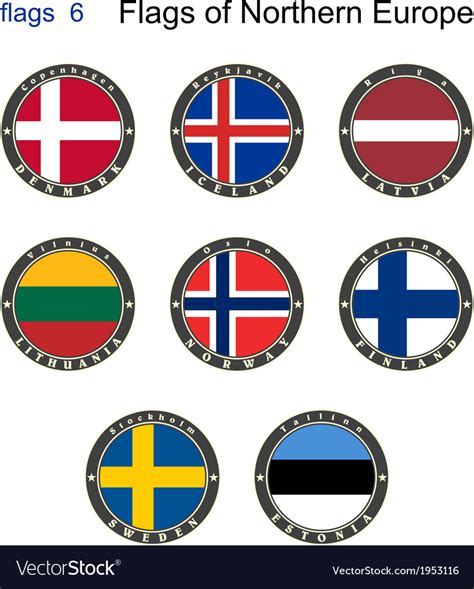 Flags of north europe Royalty Free Vector Image