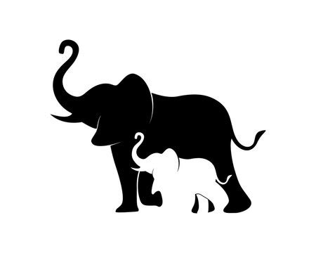 Baby Elephants Silhouette