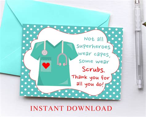 Nurse Thank You Card Printable Doctor Appreciation Greeting | Etsy