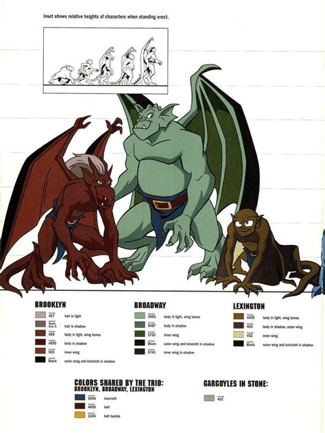 Gargoyles size and color chart - 3 | Gárgulas, Arte conceitual da ...