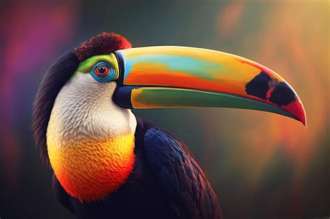 Premium AI Image | A close up of a toucan with a colorful beak.