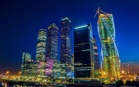 Wallpaper : city, cityscape, night, Moscow, building, skyline ...