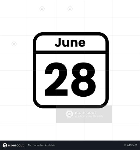 28 June calendar Animated Icon download in JSON, LOTTIE or MP4 format