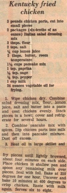 KFC recipe newspaper clipping from 1977. | via Food and Drin… | Flickr Recipe For Kentucky Fried ...