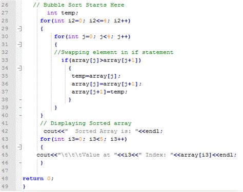 Bubble sort in c++ code example ~ C++ Programming Tutorial for Beginners