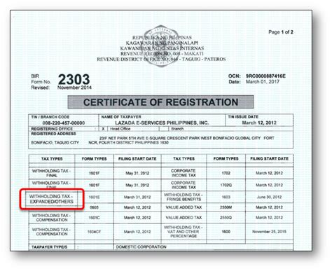 Downloadable Bir Form 2307