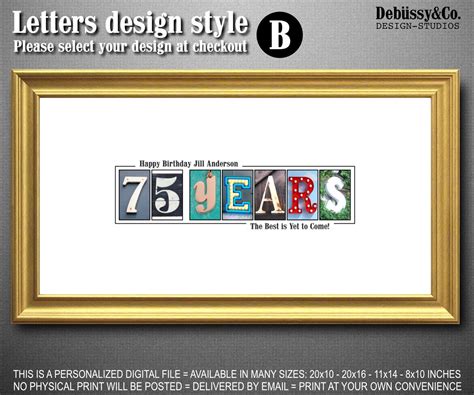 75th birthday printable banner 75th birthday decoration 75th | Etsy