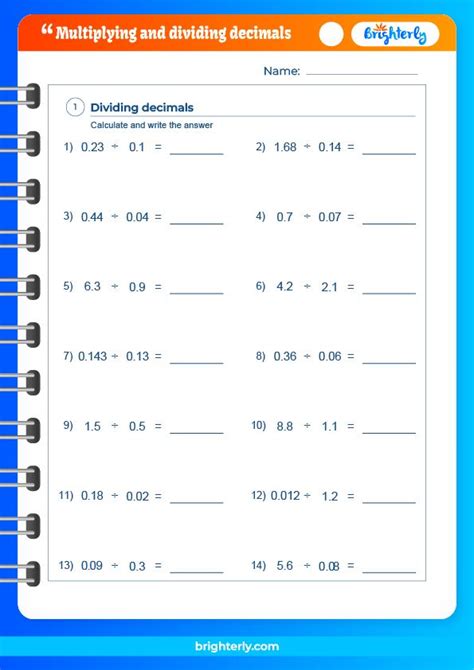 Multiplying And Dividing Decimals Worksheets [PDFs] Brighterly