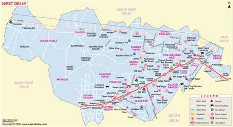 Map of West Delhi District, West Delhi Sub divisions