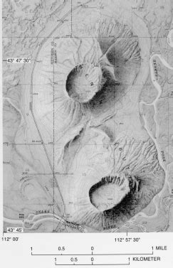 Portion of the Menan Buttes, Idaho shaded relief map (U.S. Geological ...