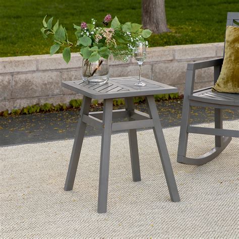 Manor Park Wood Outdoor Patio End Table with Chevron Design, Grey Wash - Walmart.com - Walmart.com