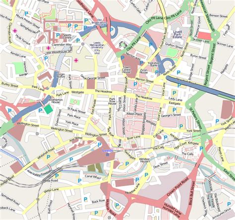 Street Map of Leeds in England | Map of west yorkshire, Leeds map ...