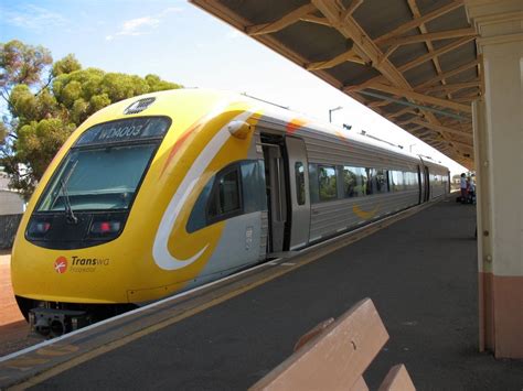 Rural SW WA TransWA train termini ~~ Kalgoorlie station, with a 2 - car, Prospector DMU train in ...