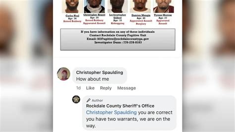 Georgia man with warrant comments on Rockdale County Sheriff's Office 'most wanted' post on ...