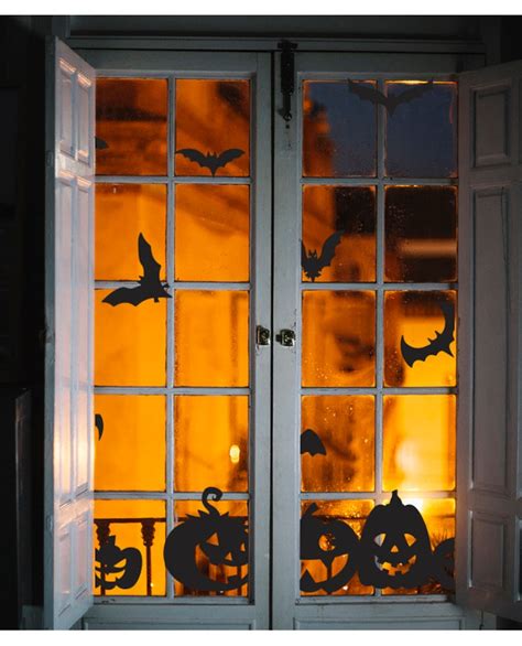 Halloween window decals Halloween pumpkins and bat window | Etsy