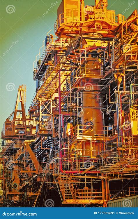 Vertical Shot of an Offshore Oil Rig Construction Stock Image - Image of industry, industrial ...