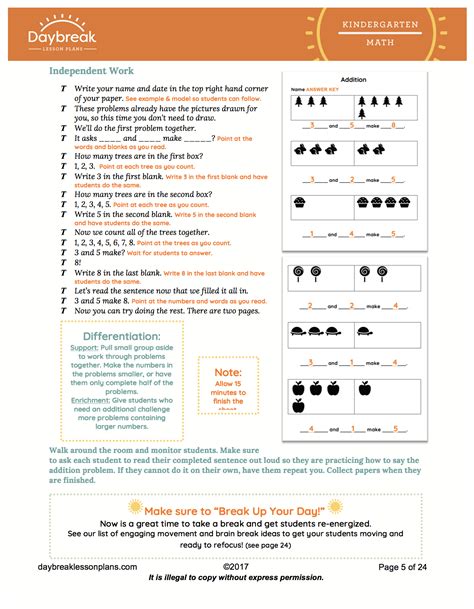 Addition Lesson Plans For Kindergarten - Lesson Plans Learning