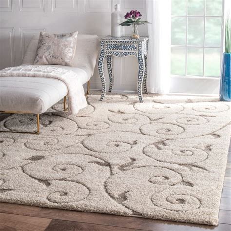 nuLOOM Soft and Plush Vine Swirls Ivory Shag Area Rug - 9'2 x 12 ...