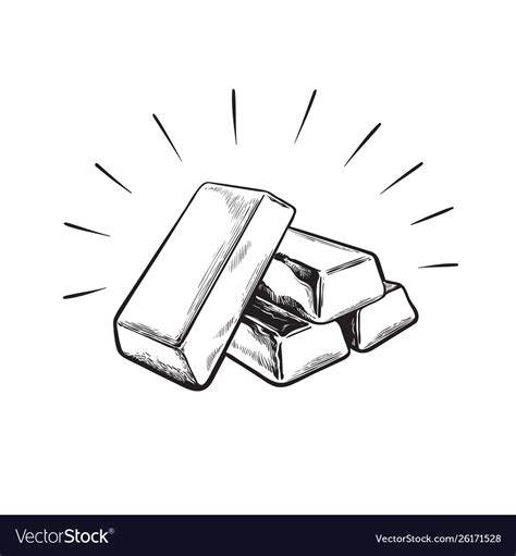 Sketch gold bar ingots black and white Royalty Free Vector