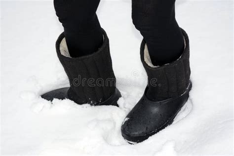 Boots with Galoshes on the Leg - Valenki Stock Image - Image of child, black: 123816527