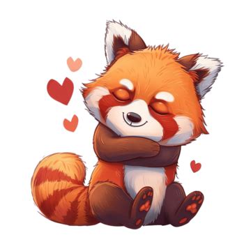 Cute Red Panda Hugging Love Cartoon Character, Cute, Panda, Red PNG Transparent Image and ...