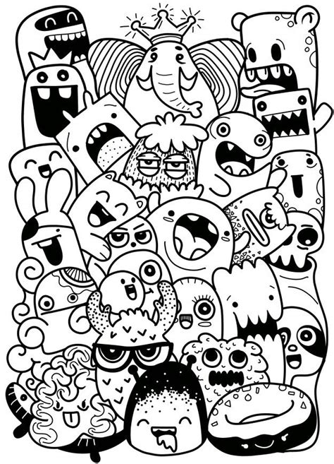 Vector Illustration Of Doodle Cute Monster Background | Doodle art ...