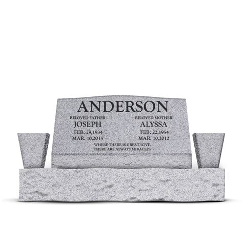 36″ x 10″ x 16″ Slant Headstone with 52″ Base & Two Vases | Signature ...