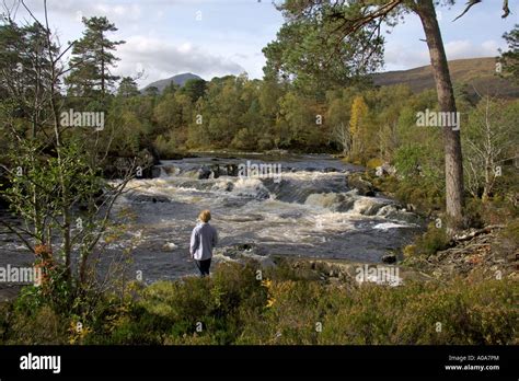 Waterfall Glen Affric near Affric Lodge River Affric looking west Cannich near Inverness ...