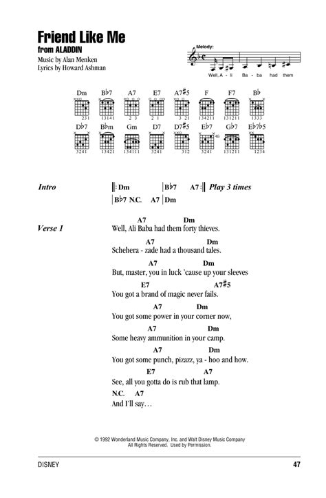 Friend Like Me by Alan Menken - Guitar Chords/Lyrics - Guitar Instructor