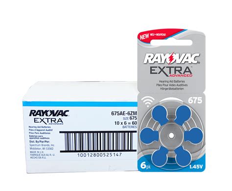 RAYOVAC Extra, Size 675 Hearing Aid Batteries, Box Of 60