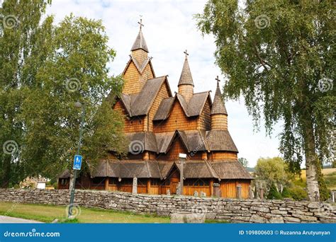 Heddal Stave church stock image. Image of landscape - 109800603