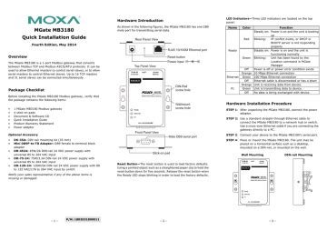 Moxa Technologies MGATE MB3180 Quick Installation Manual | Manualzz