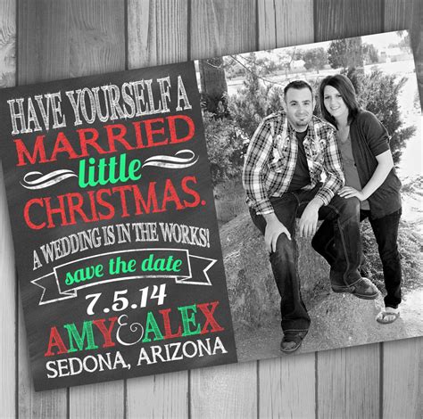 Christmas Save The Date Photo Card Engaged by CLaceyDesign on Etsy